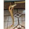 Image 3 : Two Glass-Top End Tables with Gold-Toned Metal Frames