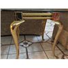Image 4 : Two Glass-Top End Tables with Gold-Toned Metal Frames
