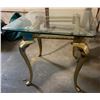 Image 5 : Two Glass-Top End Tables with Gold-Toned Metal Frames