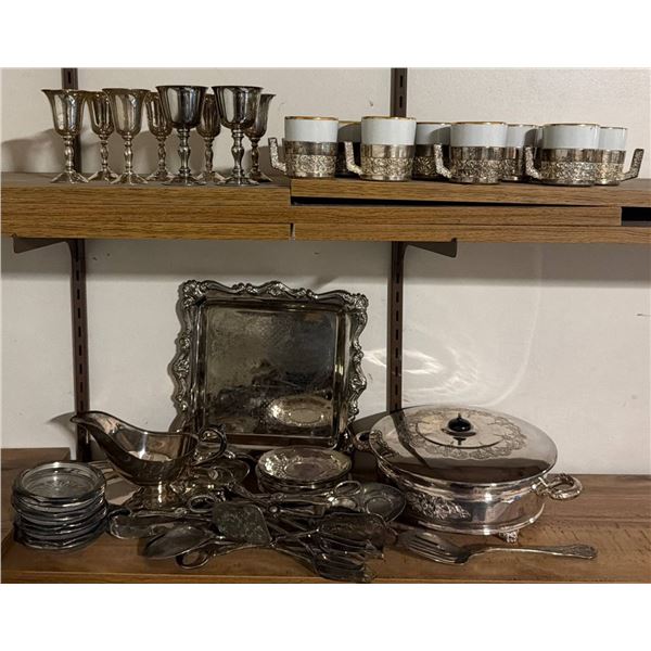 Electroplated Steel Dinnerware Set with Cups, Goblets, and Serving Pieces