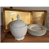 Image 2 : Glassware, Porcelain Tableware, and Gold-Tone Serving Trays