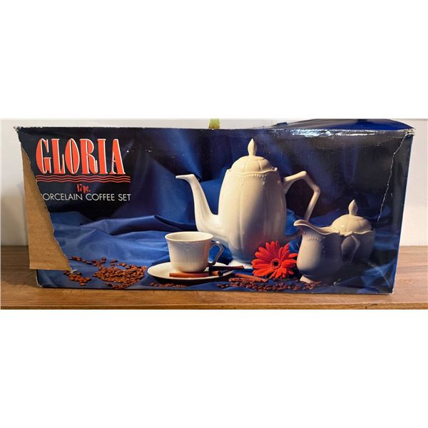 Gloria 17-Piece Porcelain Coffee Set in Original Box