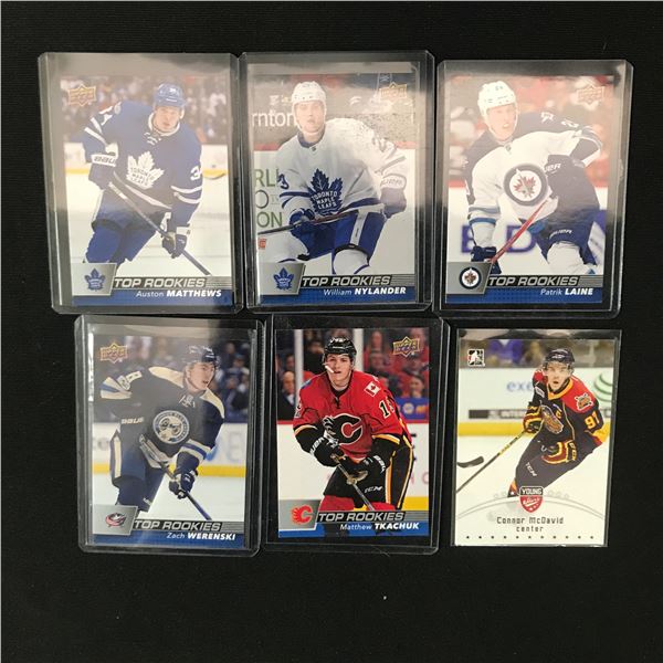 LOT OF 6 NHL STAR ROOKIE CARDS IN PROTECTIVE SLEEVES