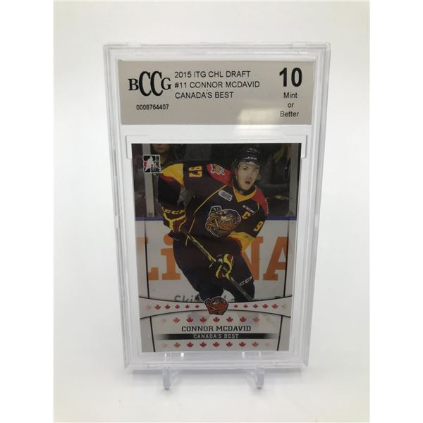 2015 ITG CHL DRAFT CONNOR MCDAVID TRADING CARD - BCCG GRADE 10