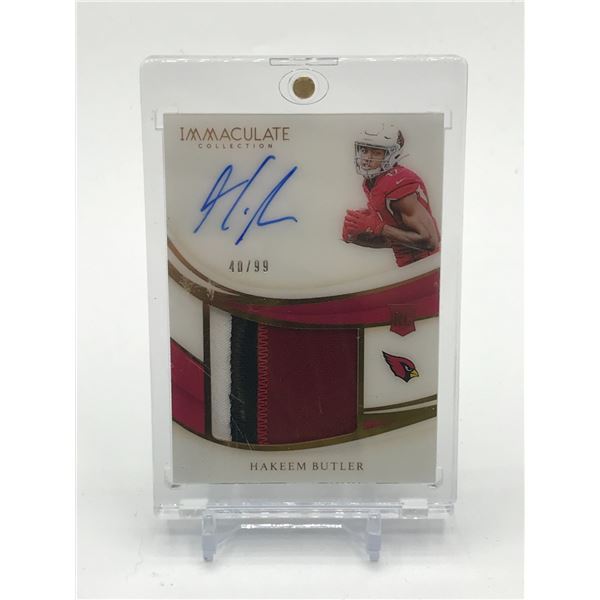 2019 PANINI IMMACULATE COLLECTION FOOTBALL HAKEEM BUTLER SIGNED PATCH TRADING CARD 40/99