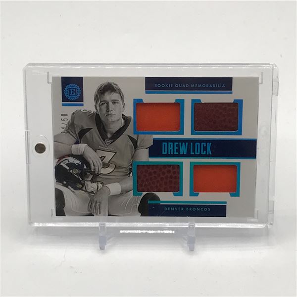 2019 PANINI ENCASED FOOTBALL DREW LOCK ROOKIE QUAD TRADING CARD 34/50