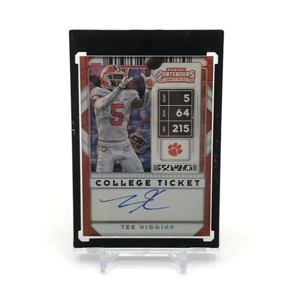2020 PANINI CONTENDERS FOOTBALL TEE HIGGINS SIGNED COLLEGE TICKET 5/10