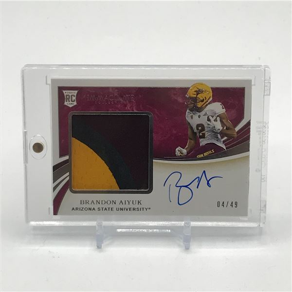 2020 PANINI IMMACULATE COLLECTION COLLEGIATE BRANDON AIYUK SIGNED PATCH ROOKIE TRADING CARD 04/49