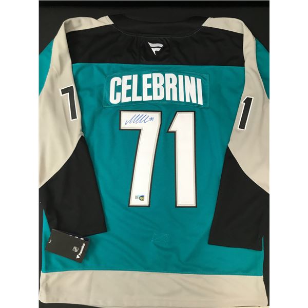 MACKLIN CELEBRINI SIGNED SAN JOSE SHARKS CUSTOM JERSEY -ELITE COA