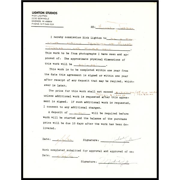 MICHAEL JORDAN DOUBLE SIGNED CONTRACT - PSA COA