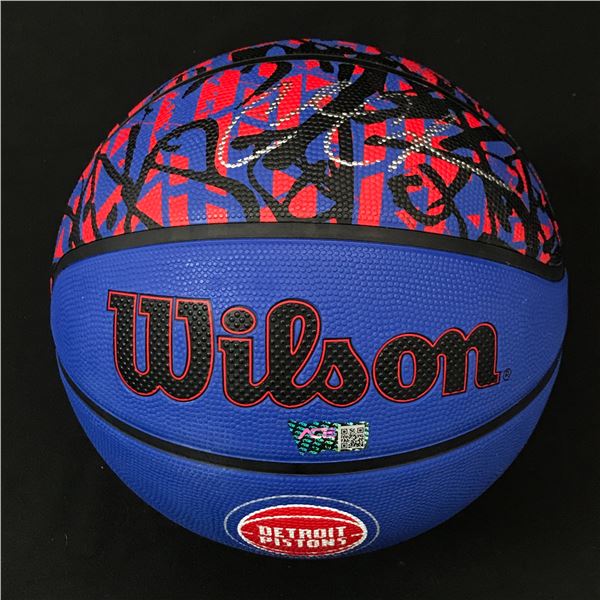 XADE CUNNINGHAM SIGNED DETROIT PISTONS BASKETBALL (ACE COA)