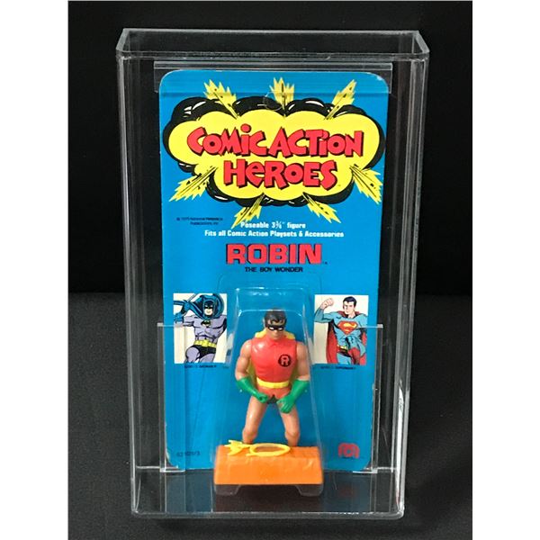 1976 MEGO COMIC ACTION HEROES 8 BACK ROBIN IN ORIGINAL PACKAGING - AFA GRADE 80
