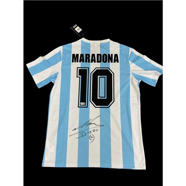 DIEGO MARADONNA SIGNED ARGENTINA SOCCER JERSEY - BECKETT COA
