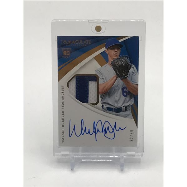 2019 PANINI IMMACULATE COLLECTION BASEBALL WALKER BUEHLER SIGNED PATCH ROOKIE TRADING CARD 92/99