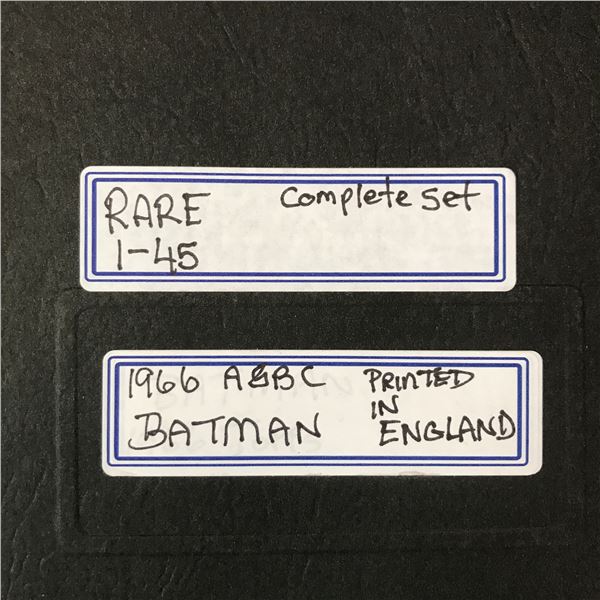 RARE 1966 BATMAN TRADING CARD SET IN BINDER 1-45 FULL SET - PRINTED IN ENGLAND