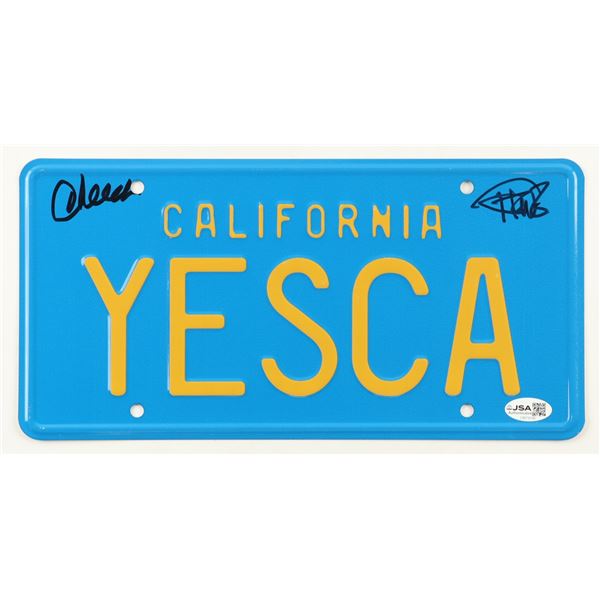 CHEECH AND CHONG SIGNED YESCA LICENSE PLATE - JSA COA