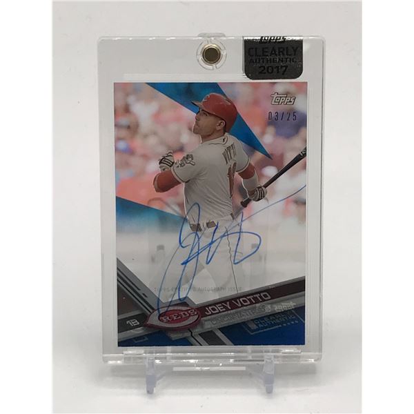 2017 TOPPS CLEARLY AUTHENTIC JOEY VOTTO SIGNED TRADING CARD 03/25