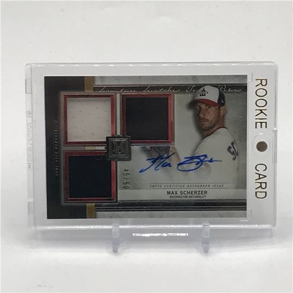 2020 TOPPS MUSEUM COLLECTION BASEBALL MAX SCHERZER SIGNED PATCH ROOKIE TRADING CARD 45/50