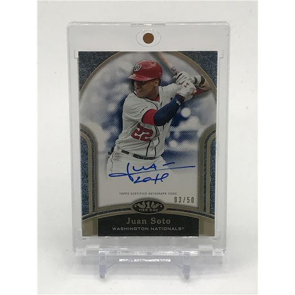 2020 TOPPS TIER ONE BASEBALL JUAN SOTO SIGNED TRADING CARD 03/50