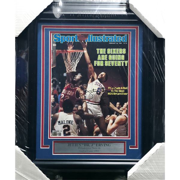 JULIUS "DR. J" ERVING SIGNED AND FRAMED 16 X 20  - BECKETT COA