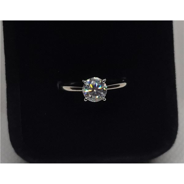 1.0 Carat Round Cut Sterling Silver Moissanite Ring