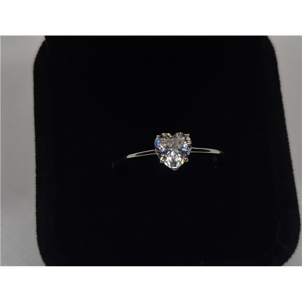 1.0 Carat Heart Cut Sterling Silver Moissanite Ring