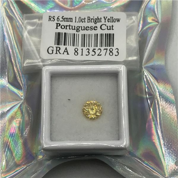 1CT MOISSANITE PORTUGESE CUT BRIGHT YELLOW - GRA REPORT