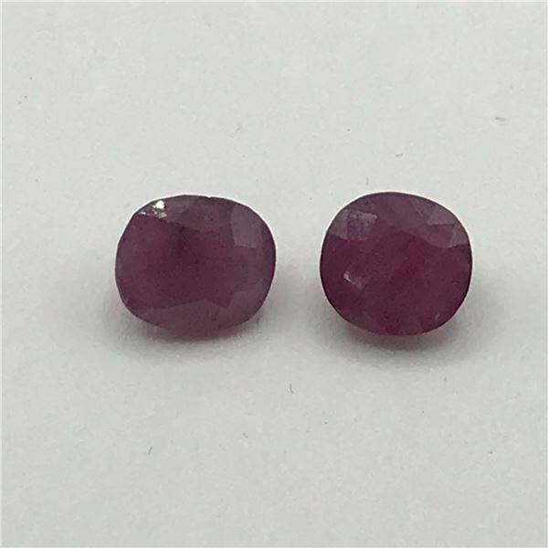 PAIR OF OVAL CUT RUBIES 6.13CT TOTAL WEIGHT DEEP PURPLISH RED WITH GOOD CUT - UH APPRAISAL $7,800