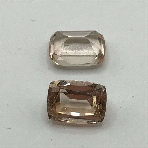 LOT OF 2 IMPERIAL TOPAZES 12.25CT TOTAL WEIGHT BROWNISH PEACH GOOD CUT - UH APPRAISAL $7,500