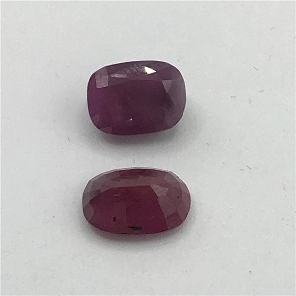 LOT OF 2 MONZAMBIQUE RUBIES 7.43CT TOTAL WEIGHT DEEP PURPLISH RED CUT IS GOOD - UH APPRAISAL $9,450