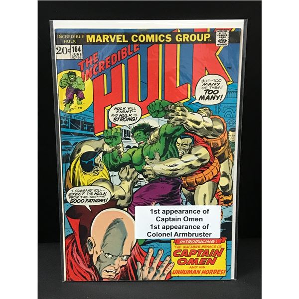 THE INCREDIBLE HULK #164 1ST APP OF CAPTAIN OMEN - MARVEL COMICS