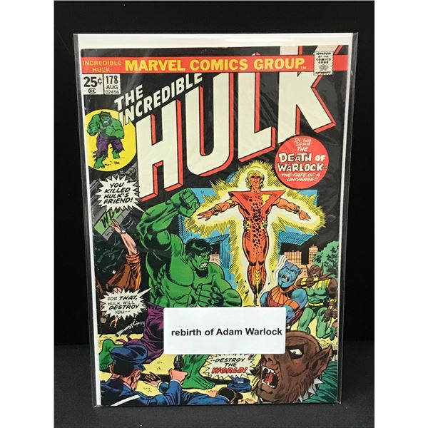 THE INCREDIBLE HULK #178 REBIRTH OF ADAM WARLOCK - MARVEL COMICS