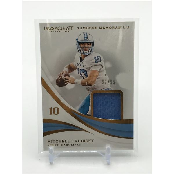 2019 PANINI IMMACULATE COLLECTION COLLEGIATE MITCHELL TRUBISKY PATCH TRADING CARD 32/99