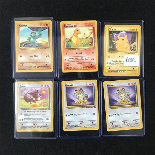 LOT OF 6 BASIC POKEMON TCG TRADING CARDS IN PLASTIC SLEEVES