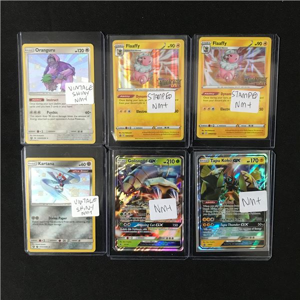 LOT OF 6 POKEMON TCG TRADING CARD IN PLASTIC SLEEVES - INCLUDING 2 STAMPED