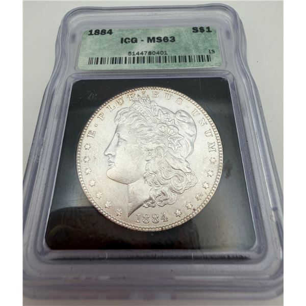 Certified 1884 Morgan Silver Dollar MS 63