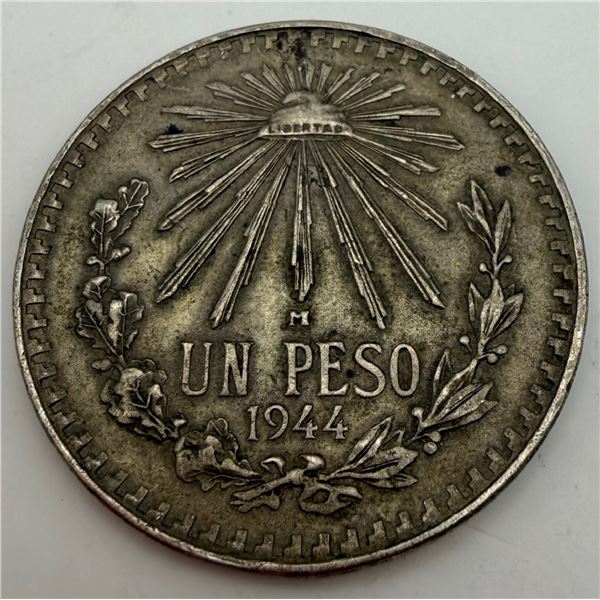 1944 Mexico Un Peso Silver Coin