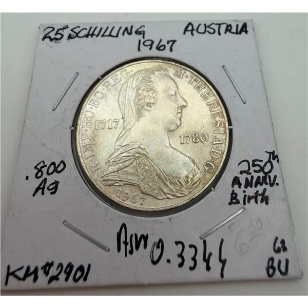 1967 Austria 25 Schilling Silver Coin