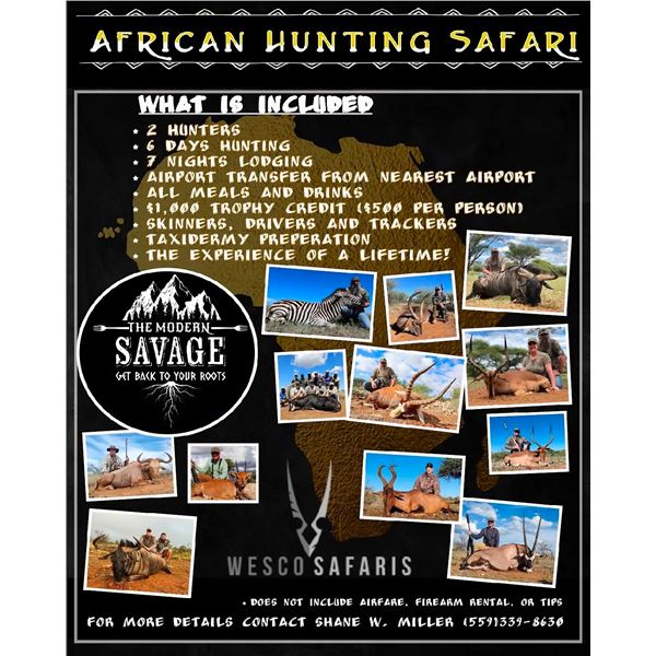 South African Safari for Two with Wesco Safaris 6 day 7 nights for two