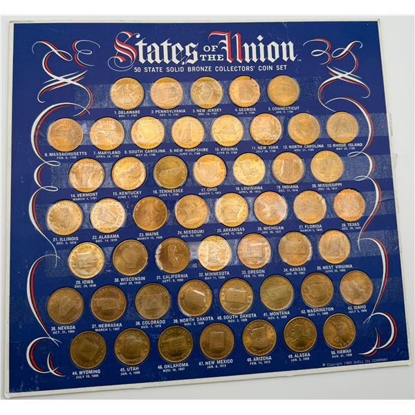 1969 Shell Oil Company 50 State Bronze Coin Set