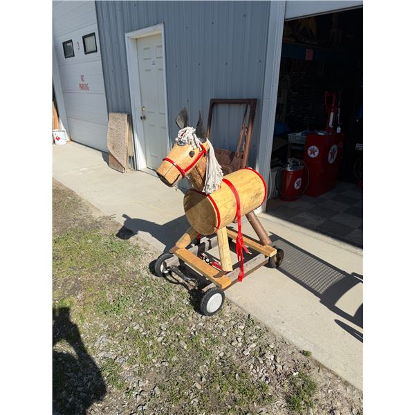 wooden horse yard art