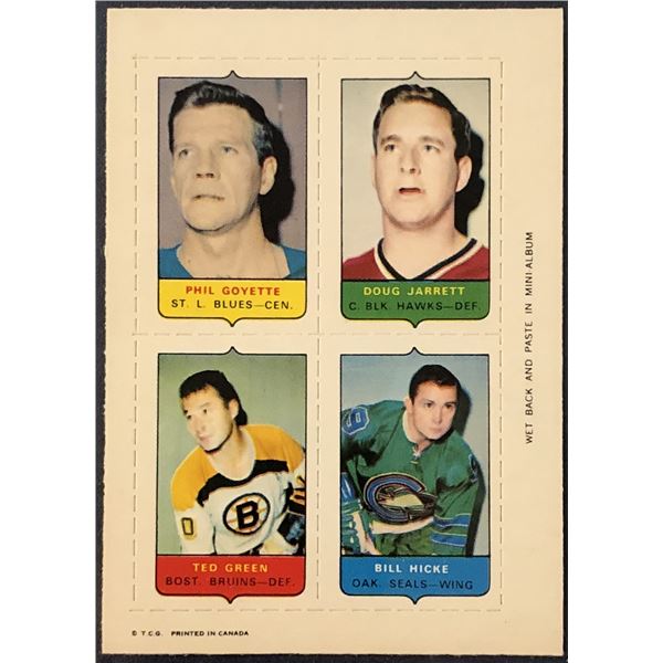 1969 O-PEE-CHEE HOCKEY 4-IN-1 TED GREEN