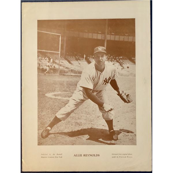 1950's BASEBALL MAGAZINE POSTER - ALLIE REYNOLDS