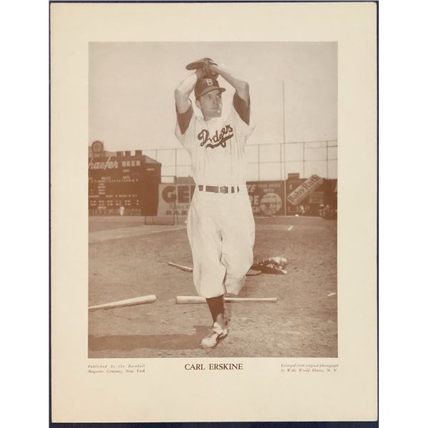 1950's BASEBALL MAGAZINE POSTER - CARL ERSKINE