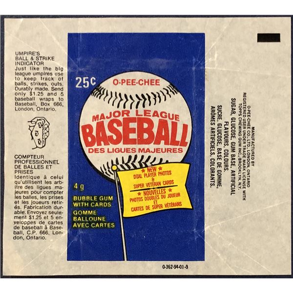 1983 O-PEE-CHEE BASEBALL WRAPPER