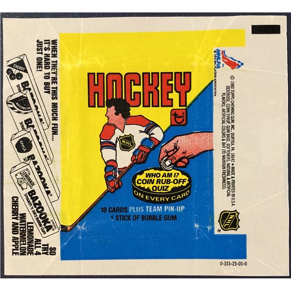 1980-81 TOPPS NHL HOCKEY WRAPPER