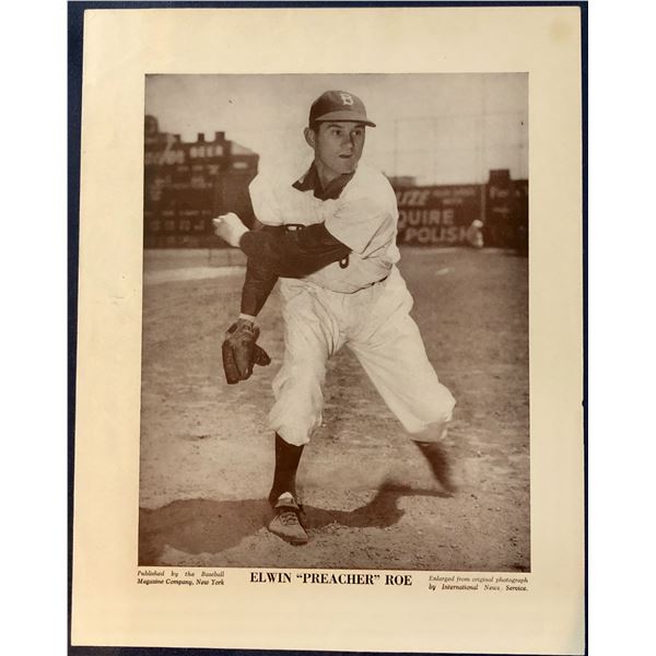 1950's BASEBALL MAGAZINE POSTER - PREACHER ROE (HOF)