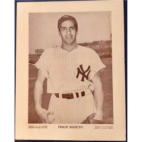 1950's BASEBALL MAGAZINE POSTER - PHIL RIZZUTO (HOF)