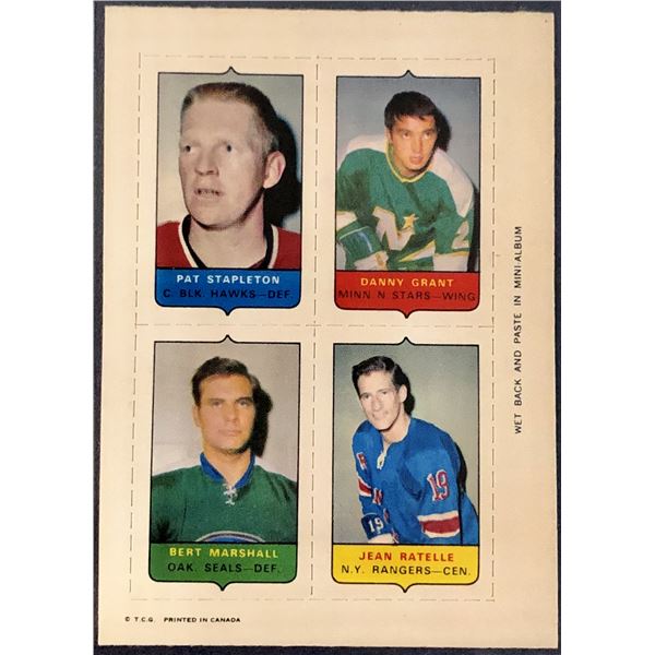 1969 O-PEE-CHEE HOCKEY 4-IN-1 JEAN RATELLE (HOF)