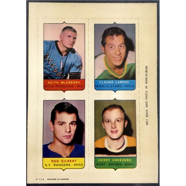 1969 O-PEE-CHEE HOCKEY 4-IN-1 GERRY CHEEVERS (HOF)